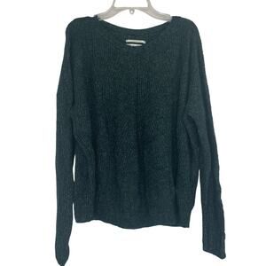 Anthropologie Green Cable Knit Pullover Sweater size Small wool blend
